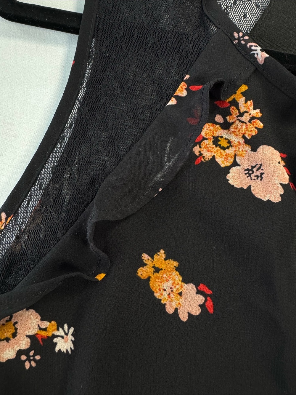 Xhilaration Size M Black Peach Floral Maxi Sleeveless Lined Dress High Low - Picture 11 of 14